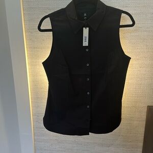 Banana Republic Sleeveless black button down